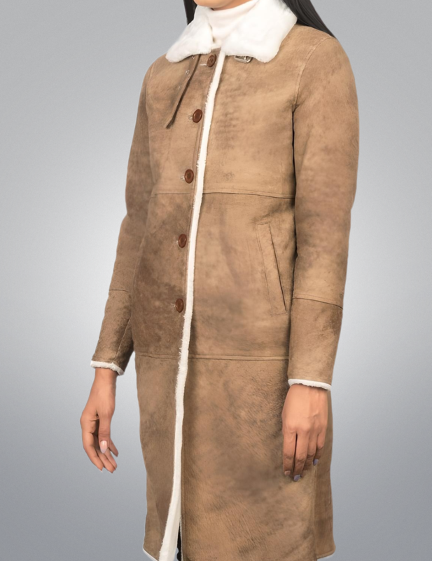 Shearling Brown Fur Leather Coat by Cuir Jackets USA