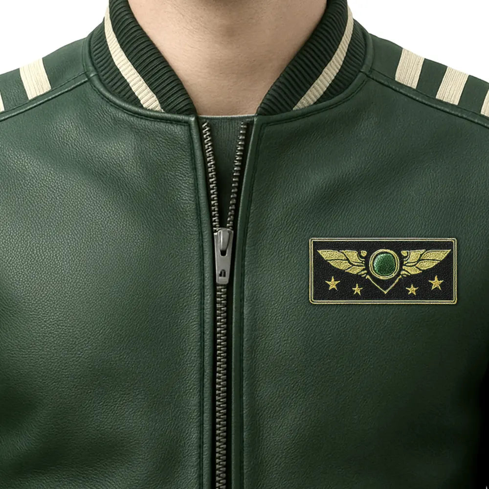 Sky Command Aviator Leather Bomber Jacket – Olive Slate