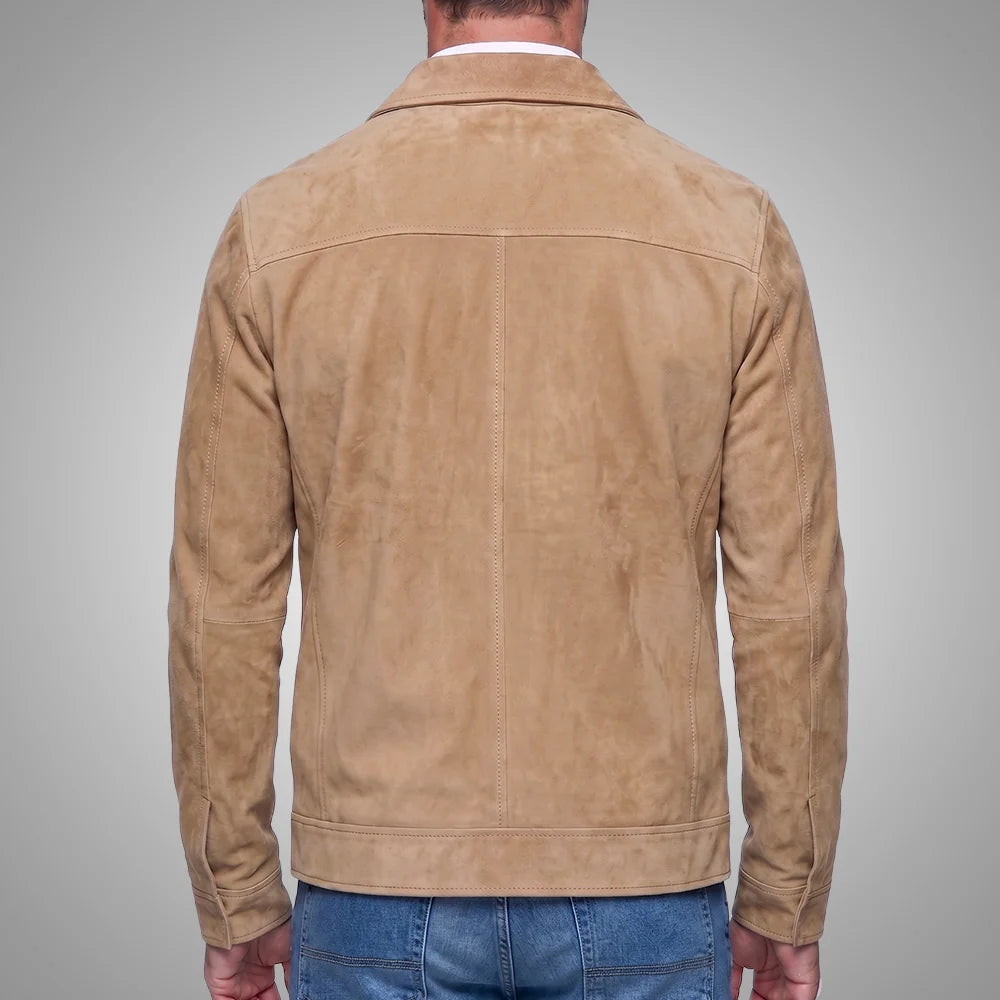 Men's Goatskin Suede Shirt Jacket | Zip-Front All Season
