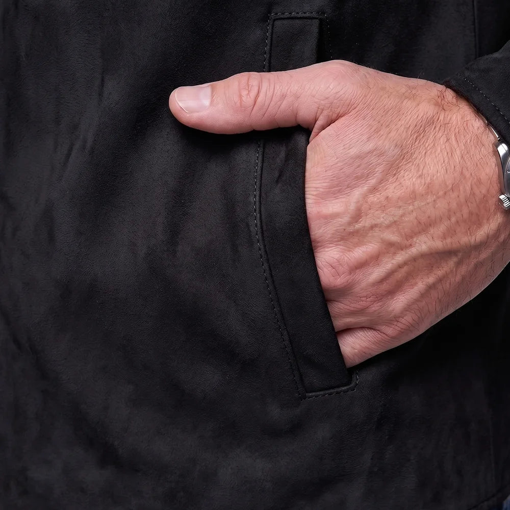 Men's Goatskin Suede Shirt Jacket | Zip-Front All Season