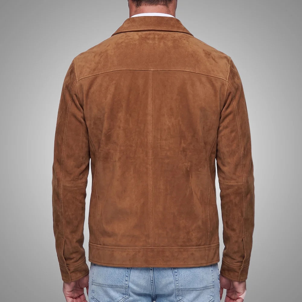 Men's Goatskin Suede Shirt Jacket | Zip-Front All Season