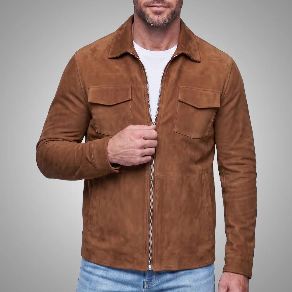 Men's Goatskin Suede Shirt Jacket
