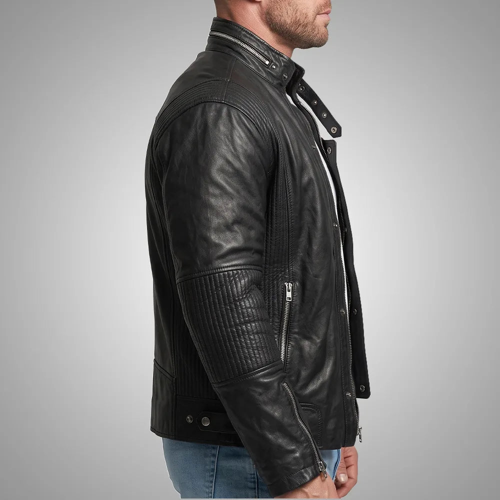 Badger Lambskin Leather Jacket - Handmade Premium | Black