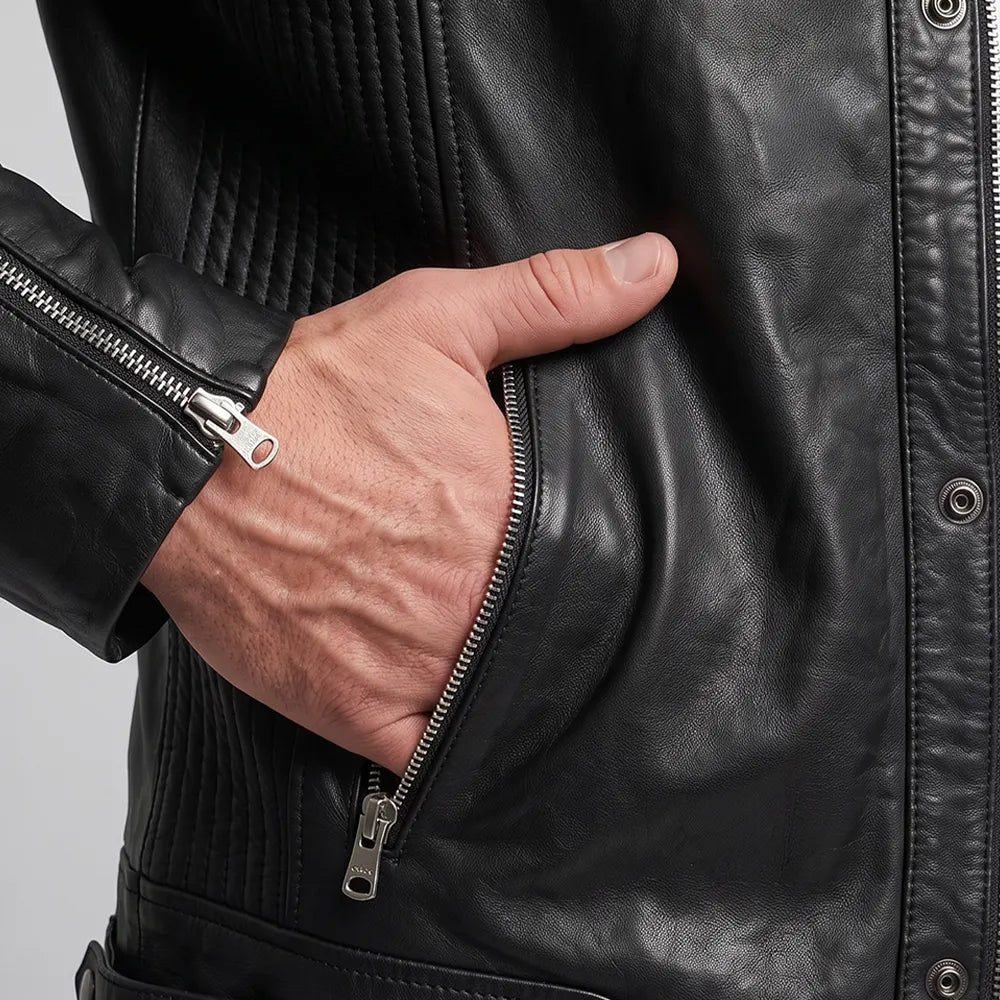 Badger Lambskin Leather Jacket - Handmade Premium | Black