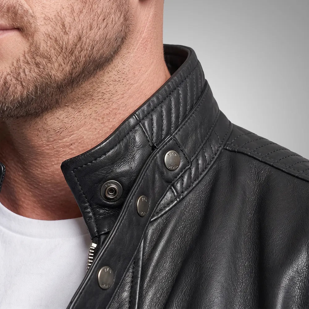 Badger Lambskin Leather Jacket - Handmade Premium | Black