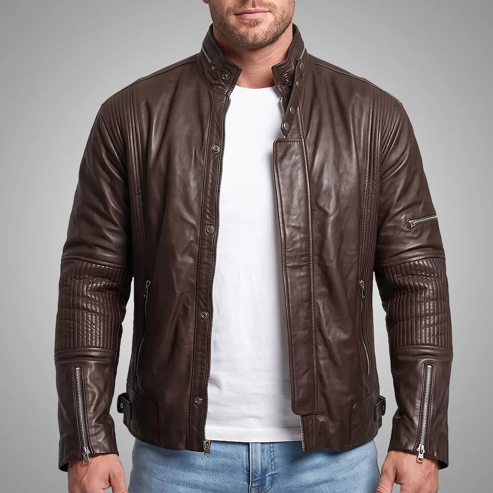 Badger Lambskin Leather Jacket - Handmade Premium | Brown