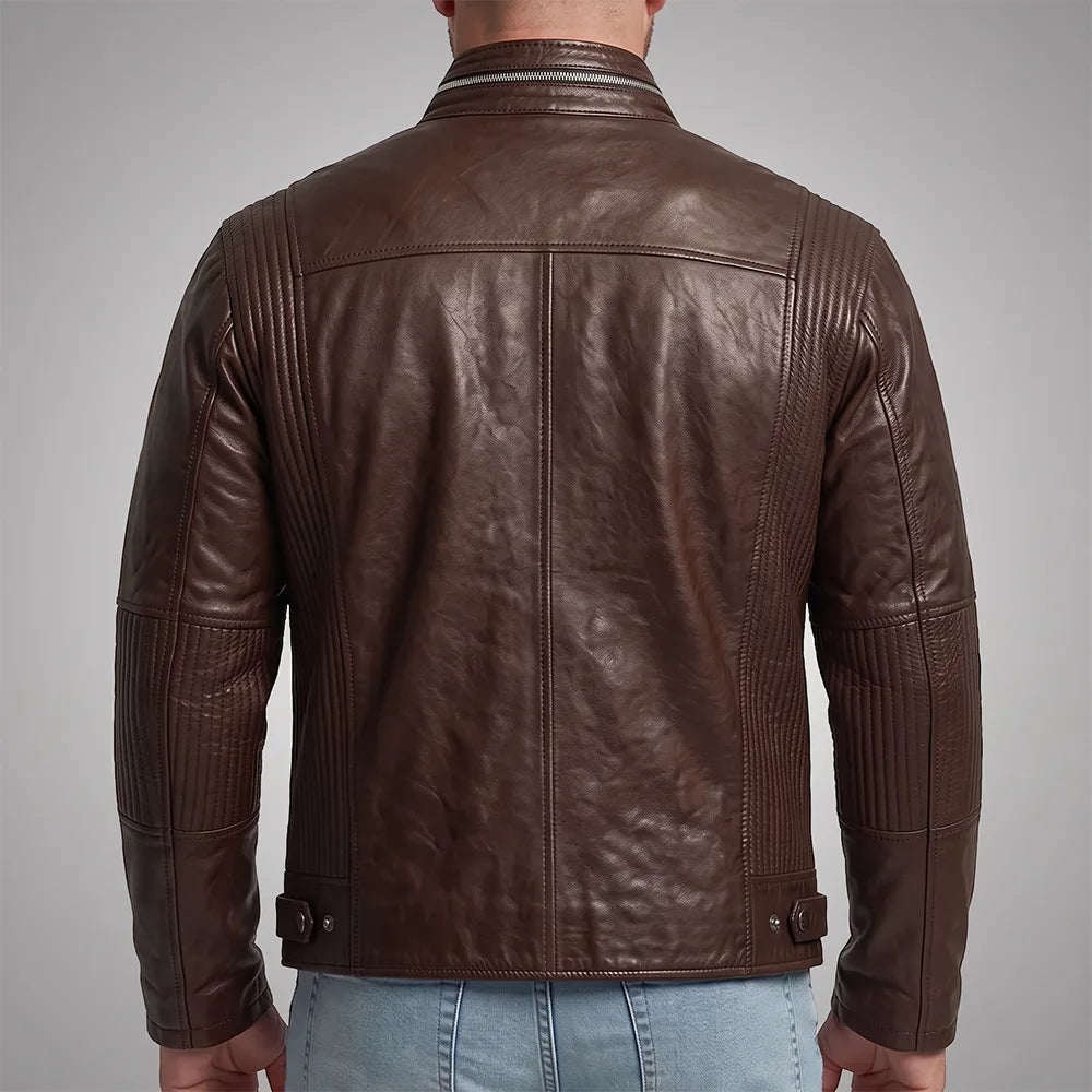Badger Lambskin Leather Jacket - Handmade Premium | Brown