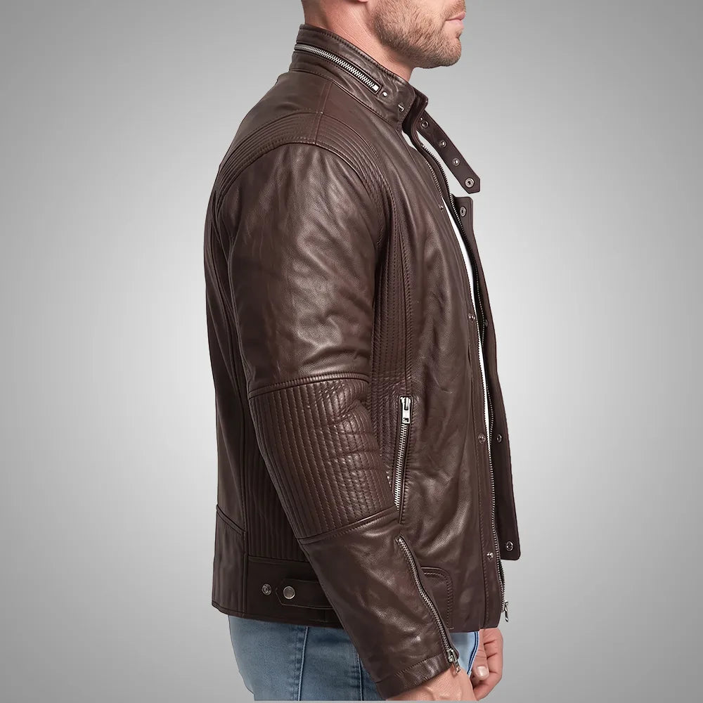 Badger Lambskin Leather Jacket - Handmade Premium | Brown