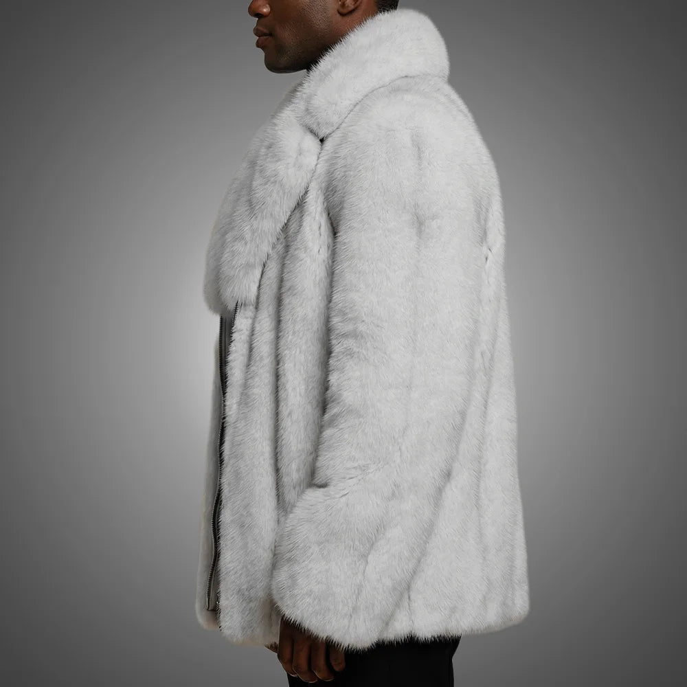 Men's Big Pillow Collar Fox Fur Jacket — Real Fur | Cuir
