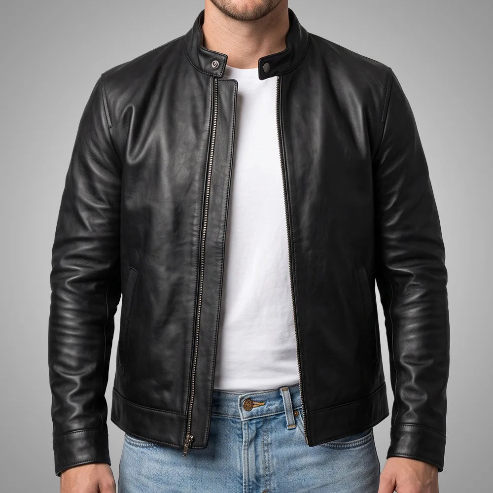 IronSoul Lambskin Black Motorcycle Jacket, 100% Real Leather