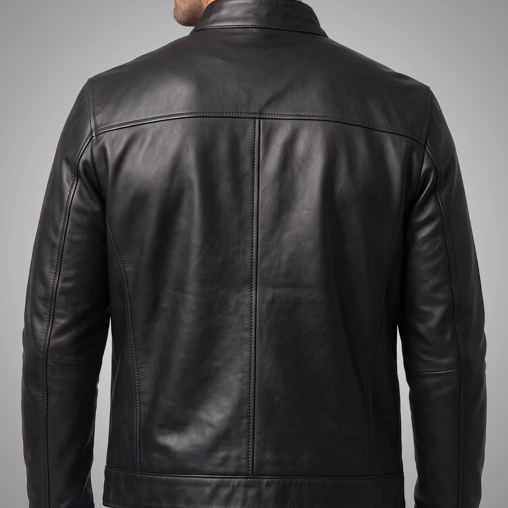 IronSoul Lambskin Black Motorcycle Jacket, 100% Real Leather