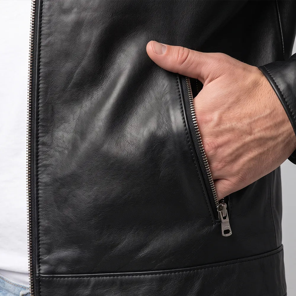 IronSoul Lambskin Black Motorcycle Jacket, 100% Real Leather