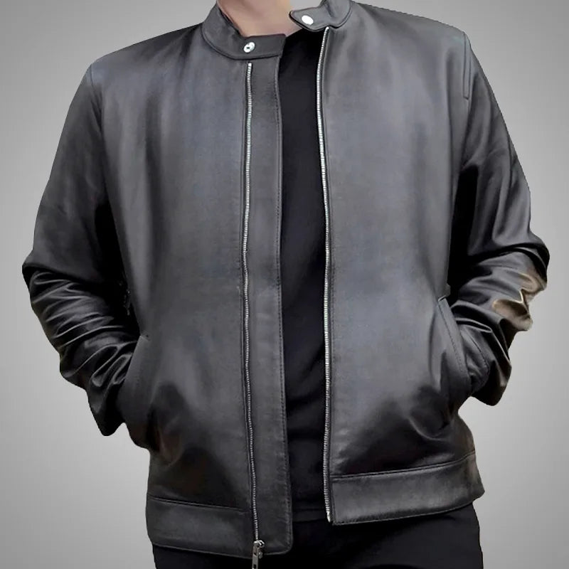 IronSoul Lambskin Biker Jacket - Black