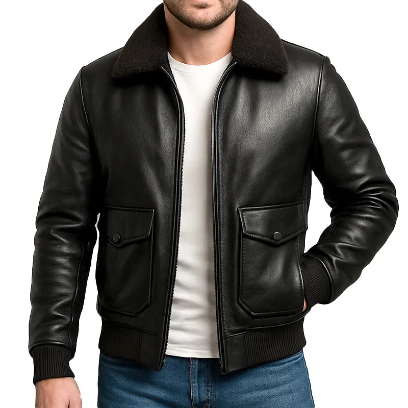 Altitude Luxe™ Lambskin Fur Flight Jacket - Black