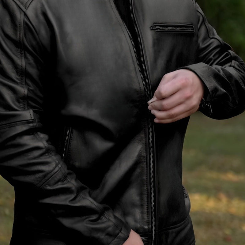 Dean Black Biker Jacket by Cuir Jackets USA