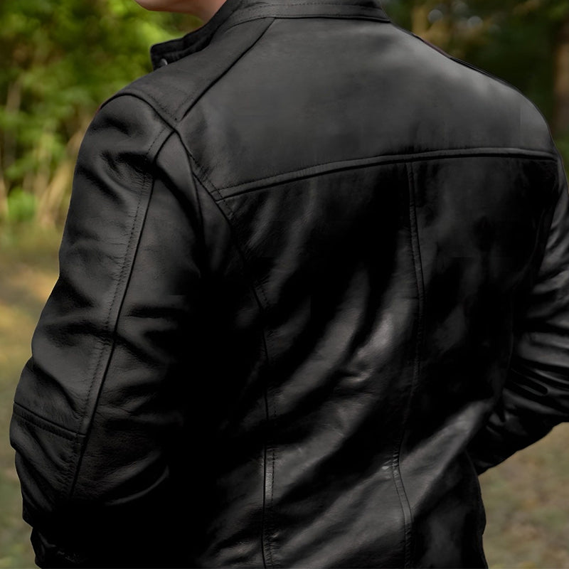 Dean Black Biker Jacket by Cuir Jackets USA