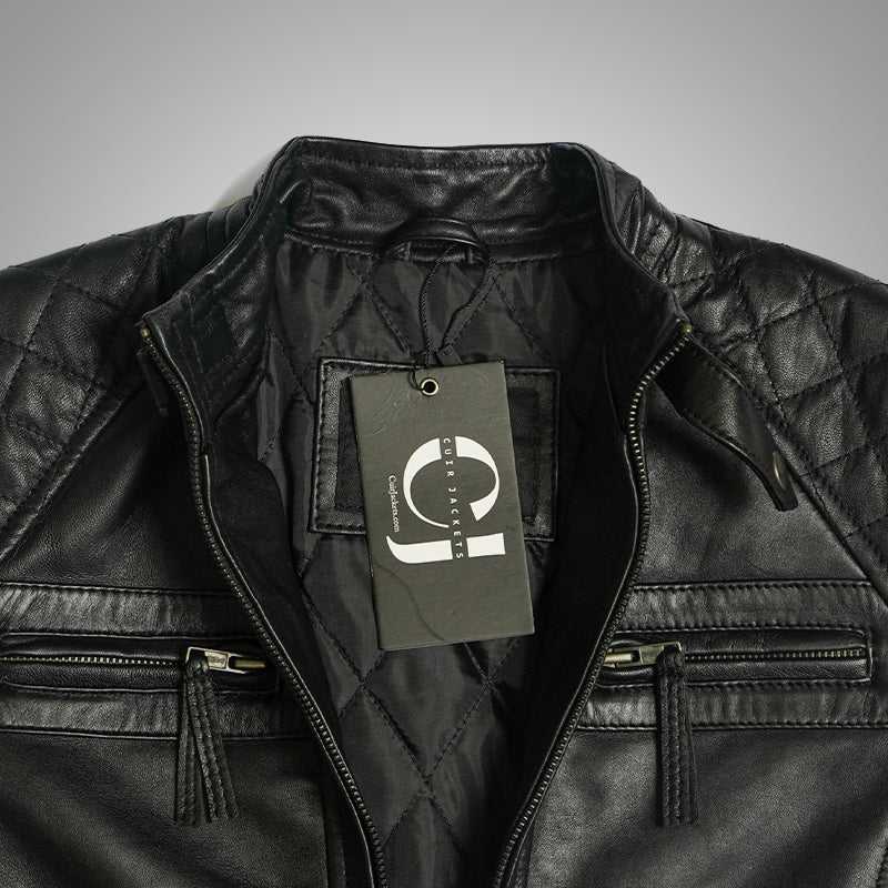 Black Racer Jacket - Quilted