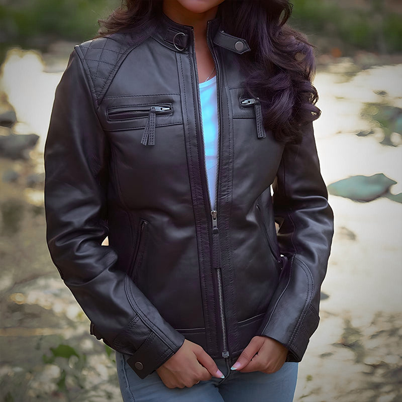 Black Racer Jacket - Quilted