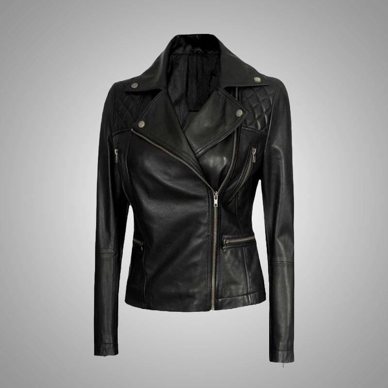 Black Biker Jacket - Quilted