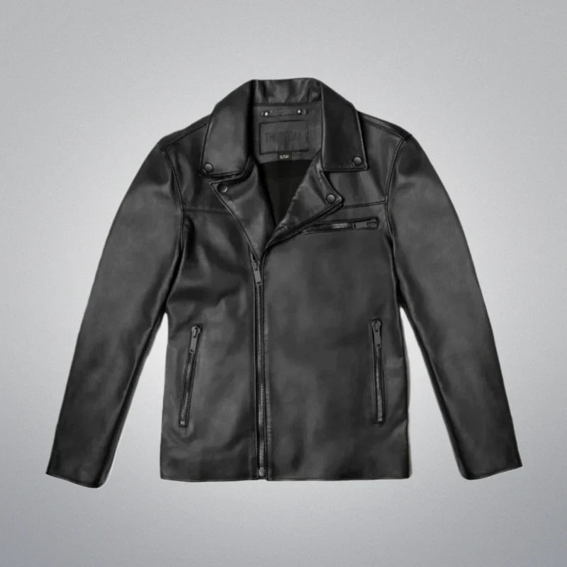 Black Racer Jacket by Cuir Jackets USA
