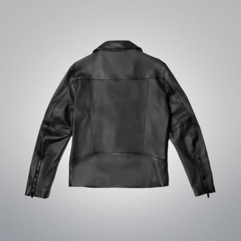 Black Racer Jacket by Cuir Jackets USA