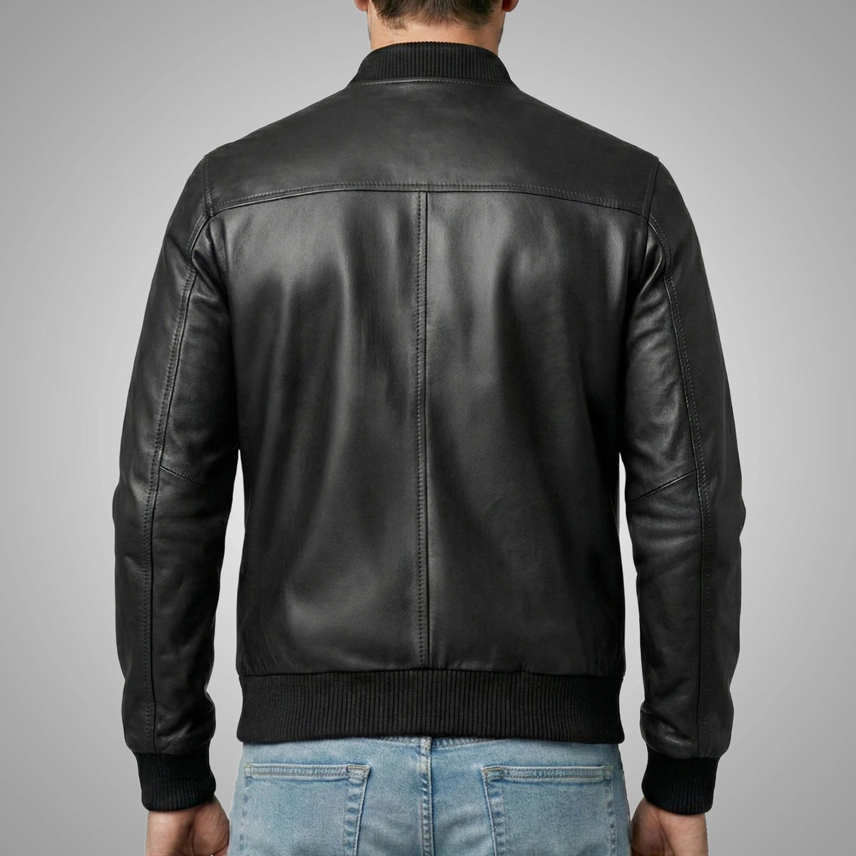 Genuine Leather Suede Bomber Jacket | Black