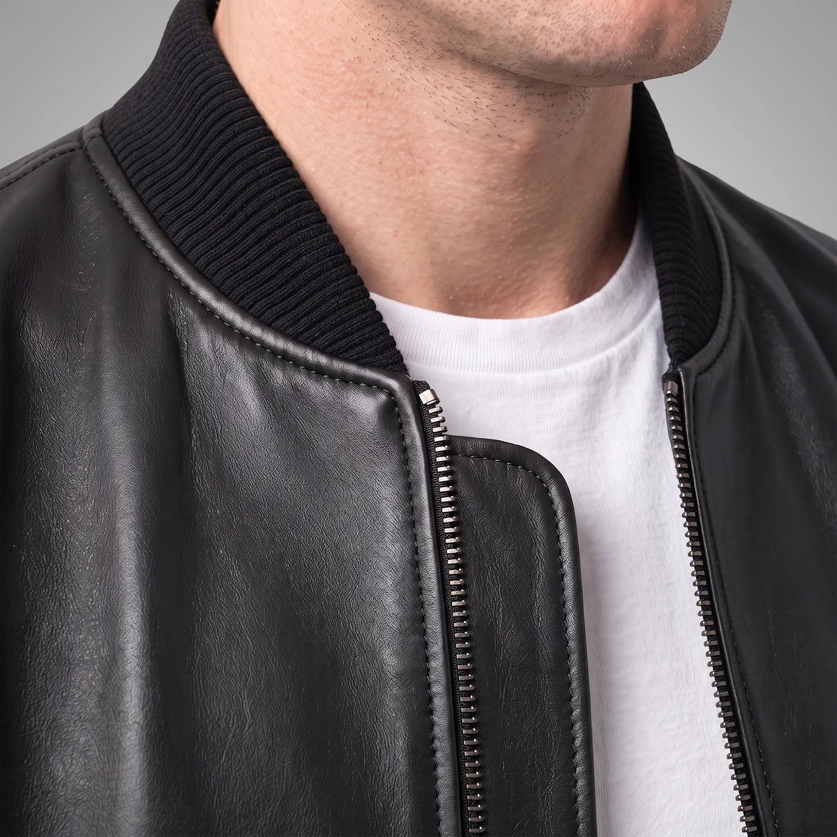 Genuine Leather Suede Bomber Jacket | Black