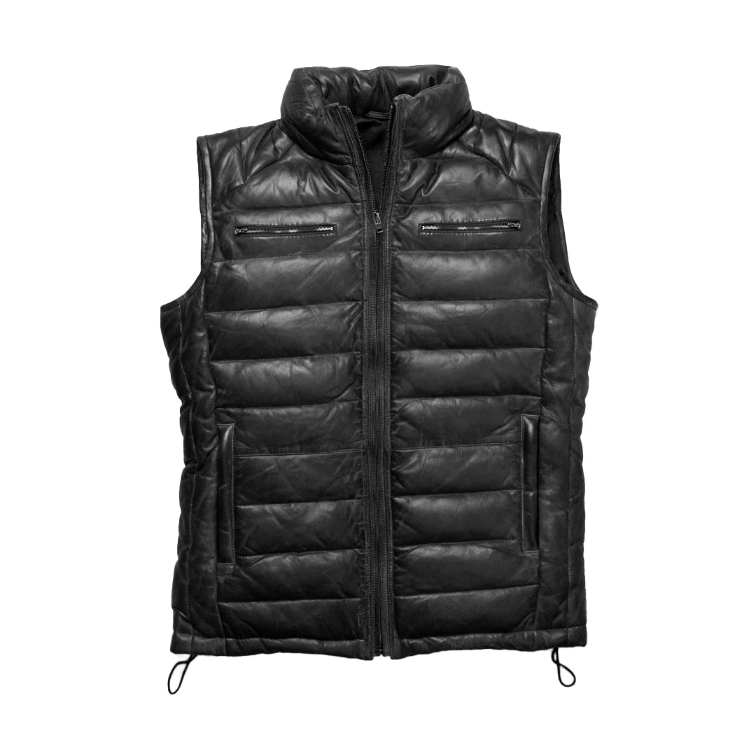 Bridger Black Leather Down Vest