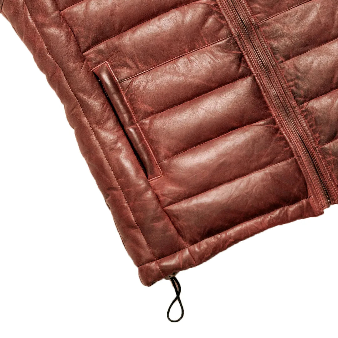 Bridger Burnt Brick Red Leather Down Vest