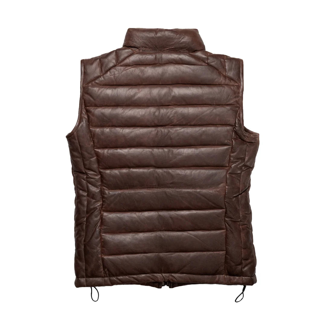 Brown puffer vest on a white background