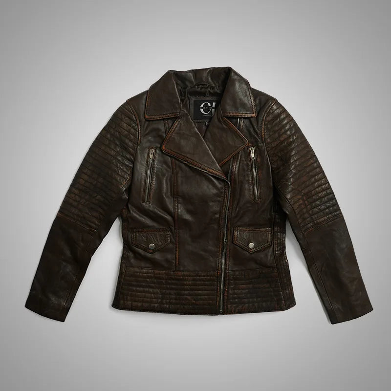 IronMark Classic – Premium Lambskin Biker Jacket - Ashen Brown