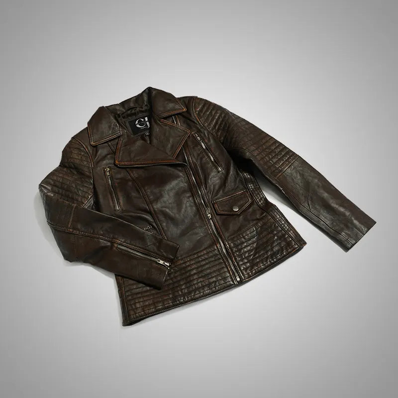 IronMark Classic – Premium Lambskin Biker Jacket - Ashen Brown