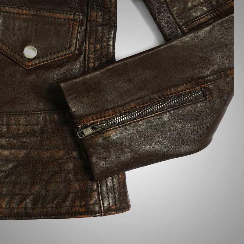 IronMark Classic – Premium Lambskin Biker Jacket - Ashen Brown