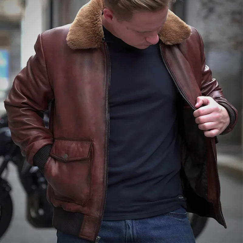 Altitude Luxe™ Fur-Lined Lambskin Flight Jacket