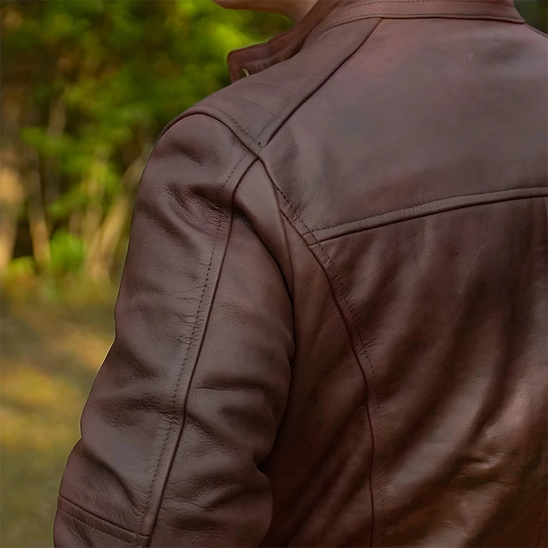 Dean Biker Jacket - Mahogany Brown