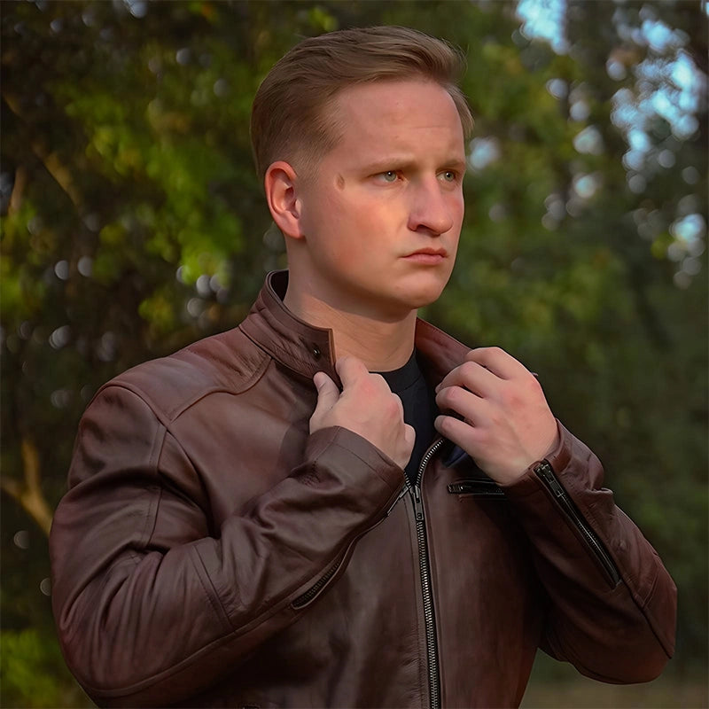 Dean Biker Jacket - Mahogany Brown