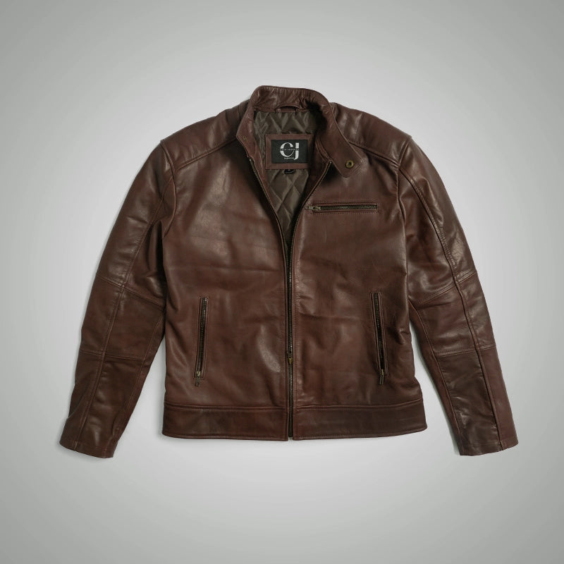 Dean Biker Jacket - Mahogany Brown