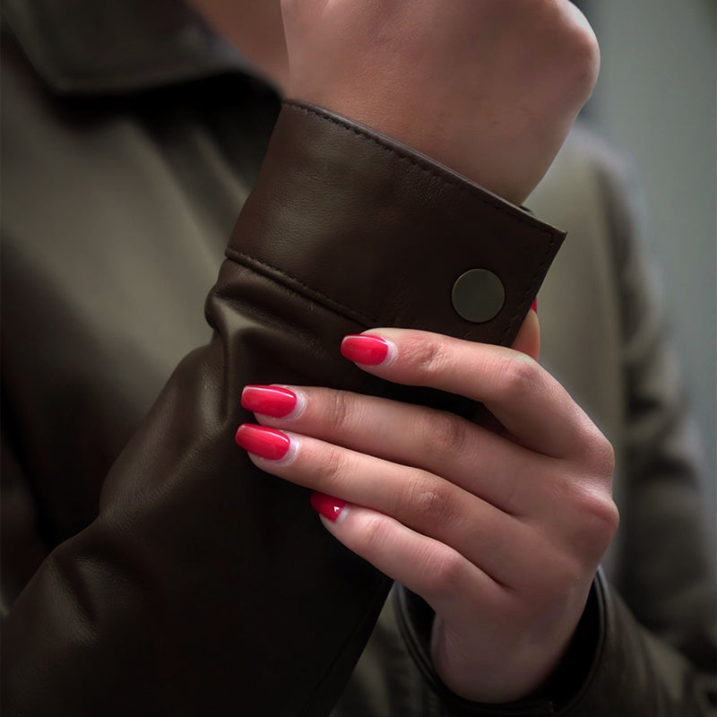 Brown Long Collar Jacket by Cuir Jackets USA