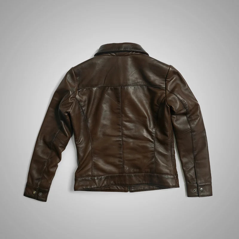 Chestnut Valor – Long Collar Lambskin Jacket