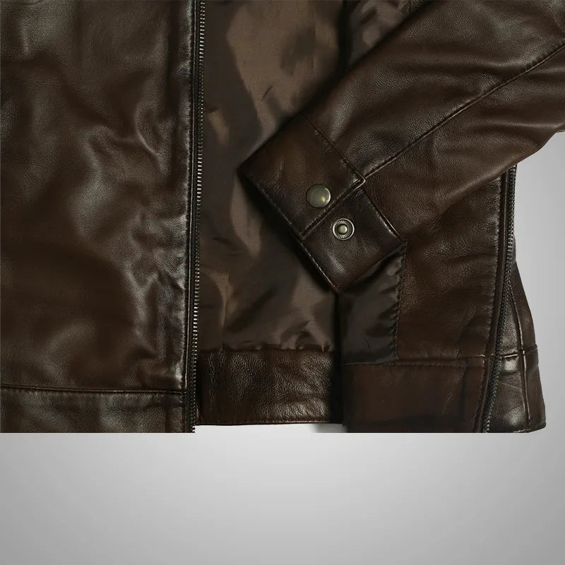 Chestnut Valor- Long Collar Lambskin Jacket