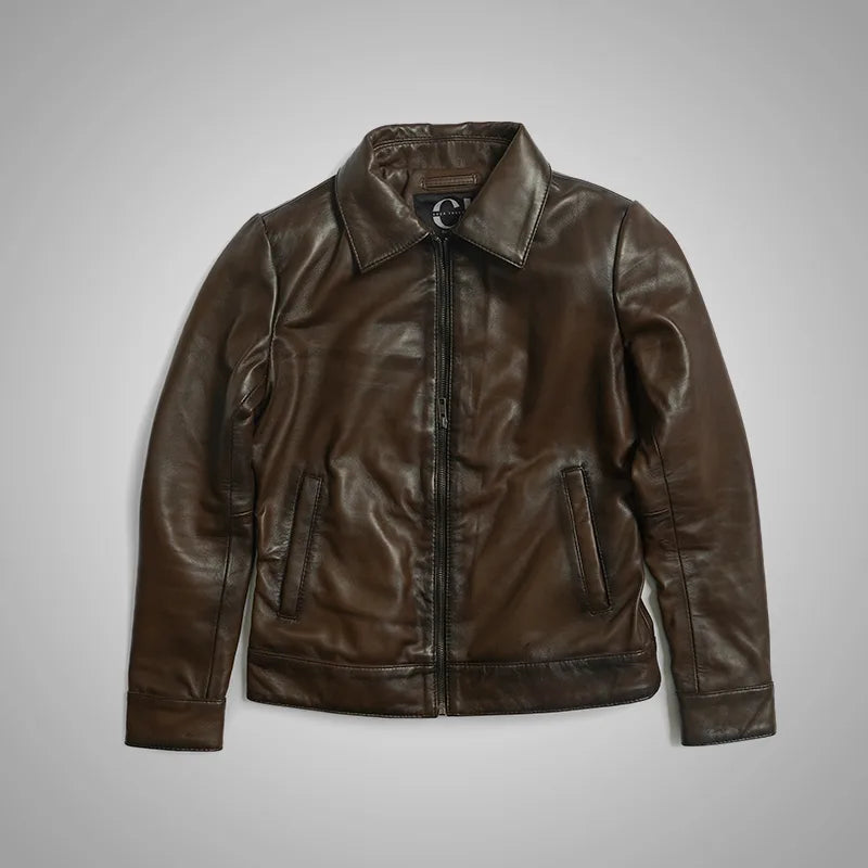 Chestnut Valor- Long Collar Lambskin Jacket