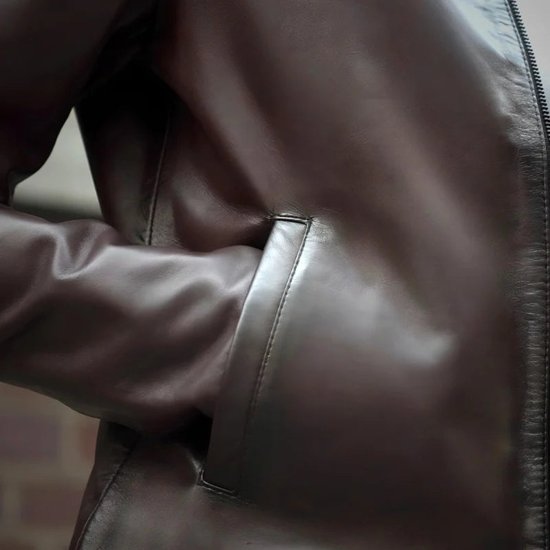 Chestnut Valor – Long Collar Lambskin Jacket