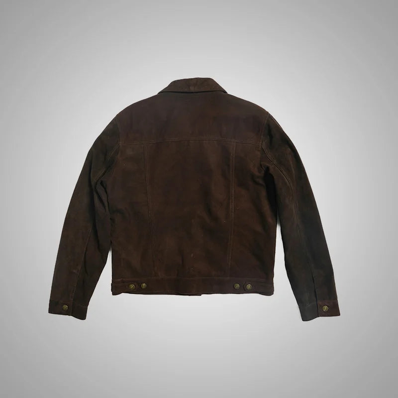 Heritage Ridge – Goat Suede Trucker Jacket - Brown