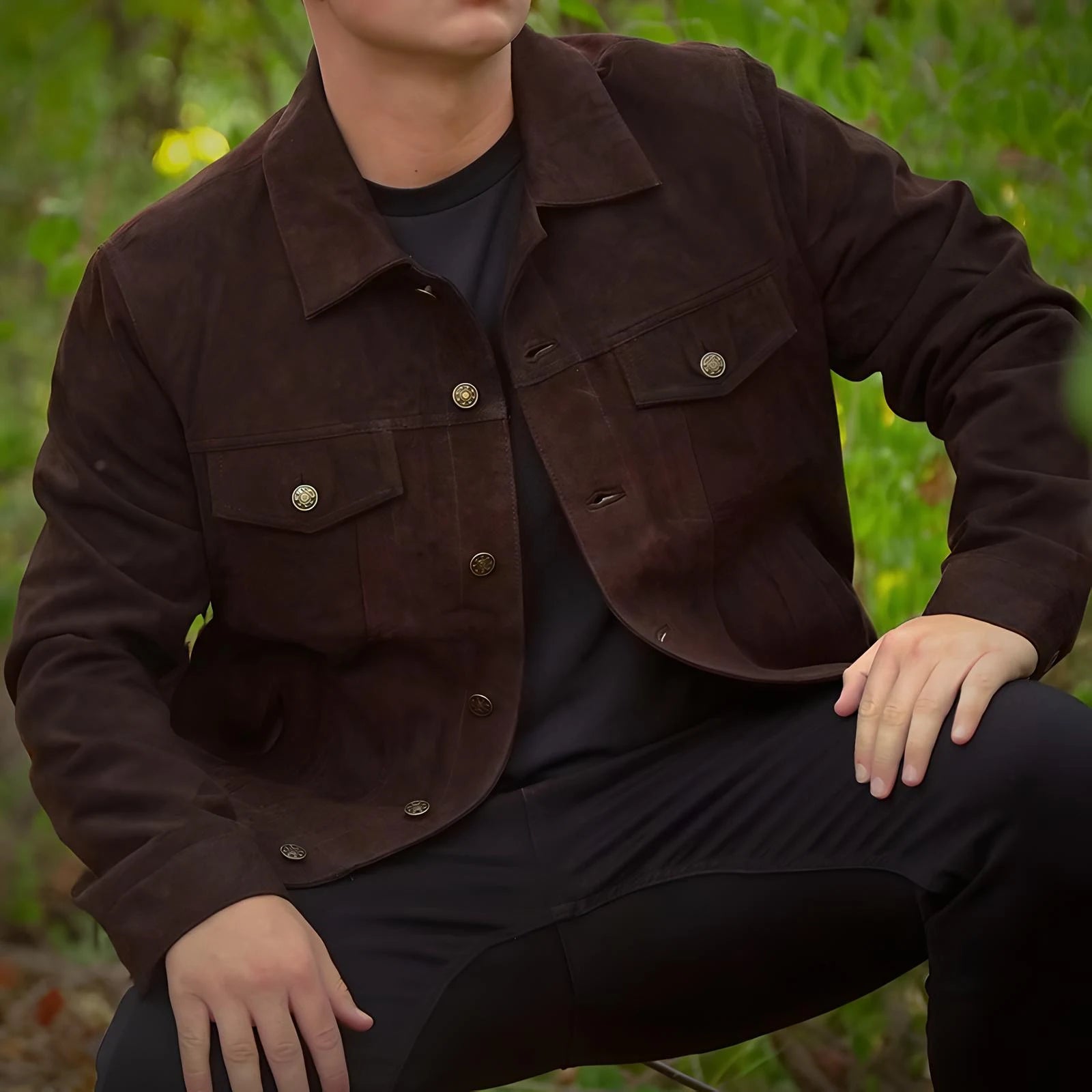 Heritage Ridge – Goat Suede Trucker Jacket - Brown