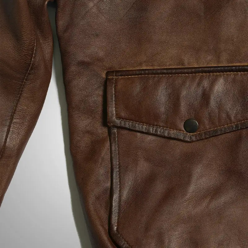 Lambskin fur flight jacket, camel brown, collar detail