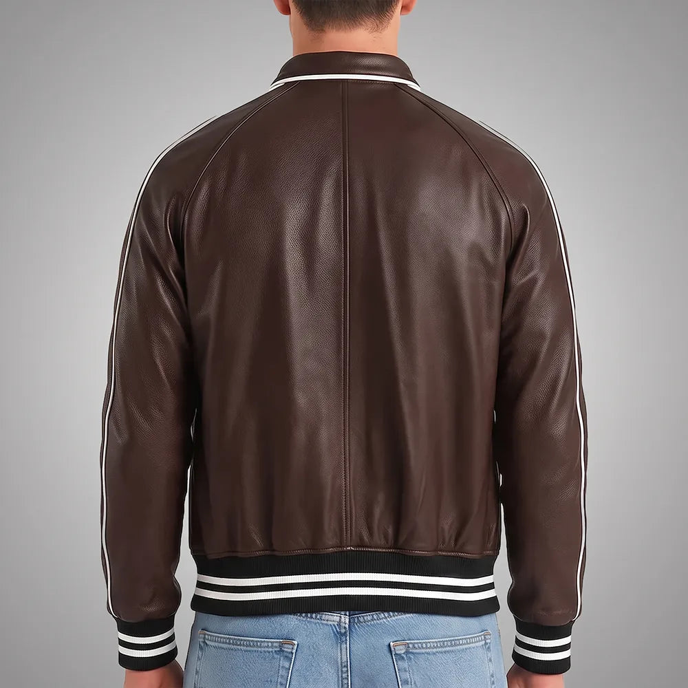 Walton Brown Men's Leather Varsity Jacket | Real Sheepskin Jacket