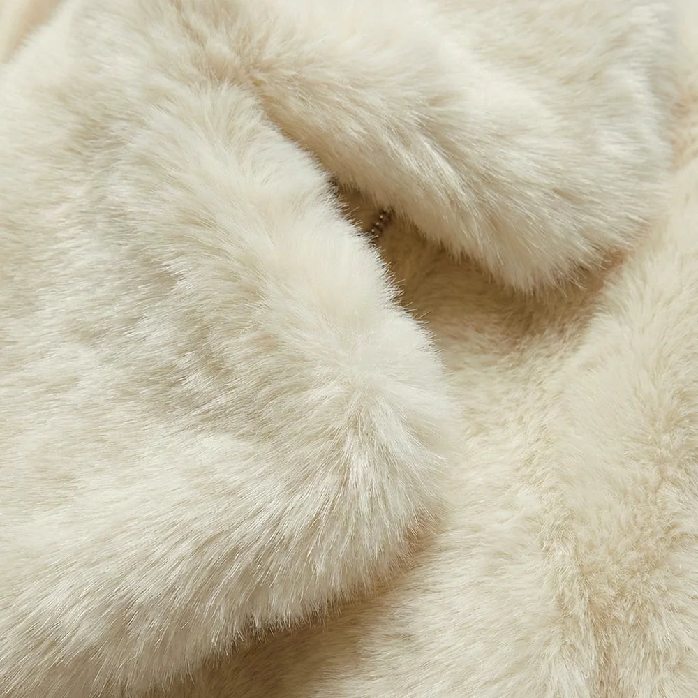 Cream Faux Fur Collar Padded Longline Jacket