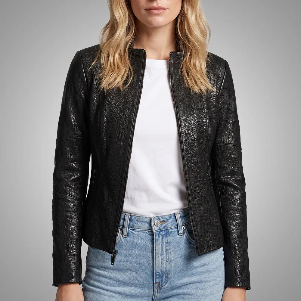 Women Reversible Lambskin Black Leather Jacket | Smooth Nappa Finish