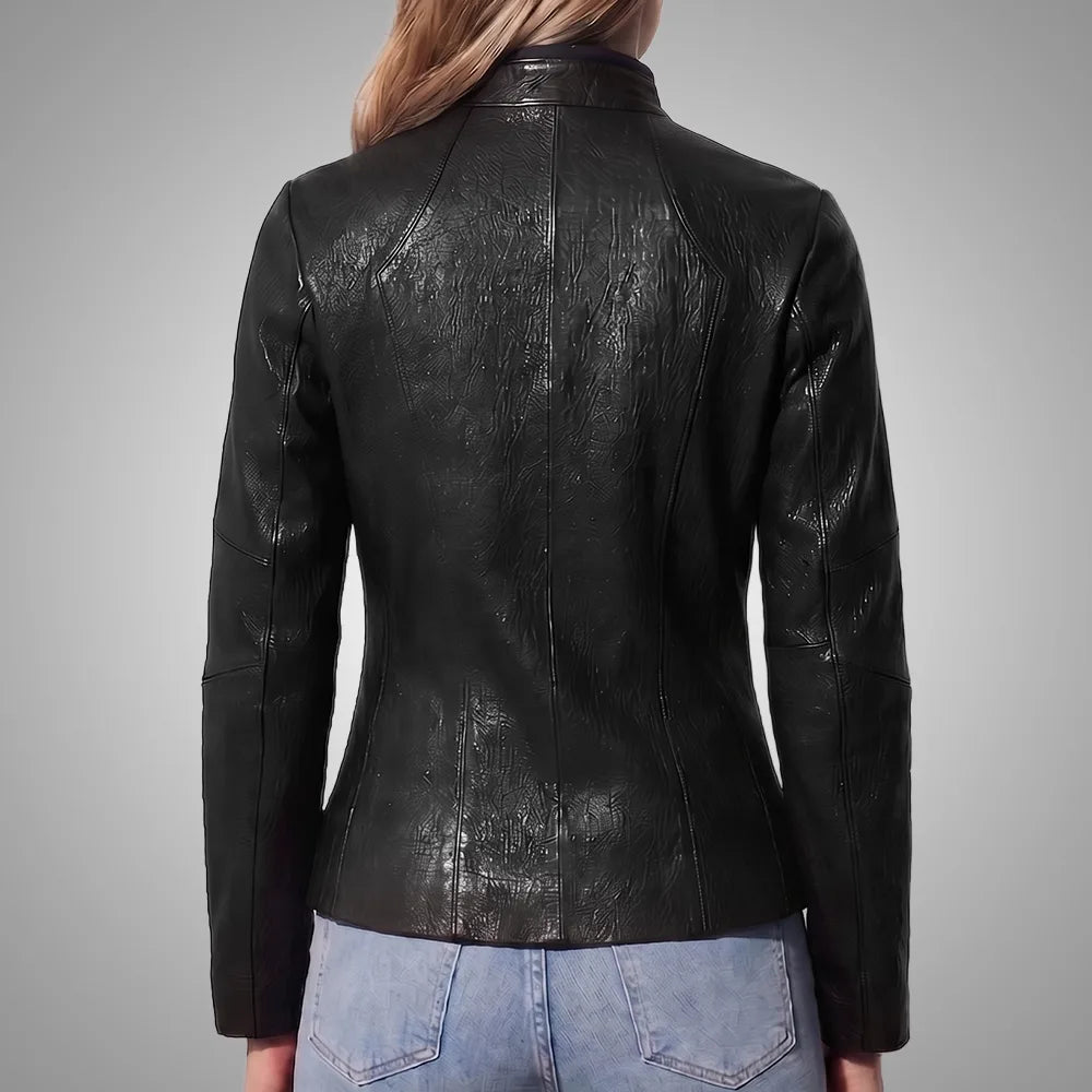 Women Reversible Lambskin Black Leather Jacket | Smooth Nappa Finish
