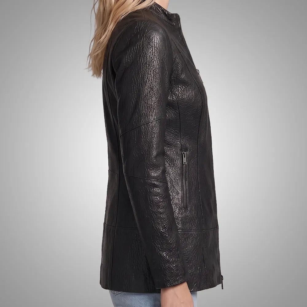 Women Reversible Lambskin Black Leather Jacket | Smooth Nappa Finish
